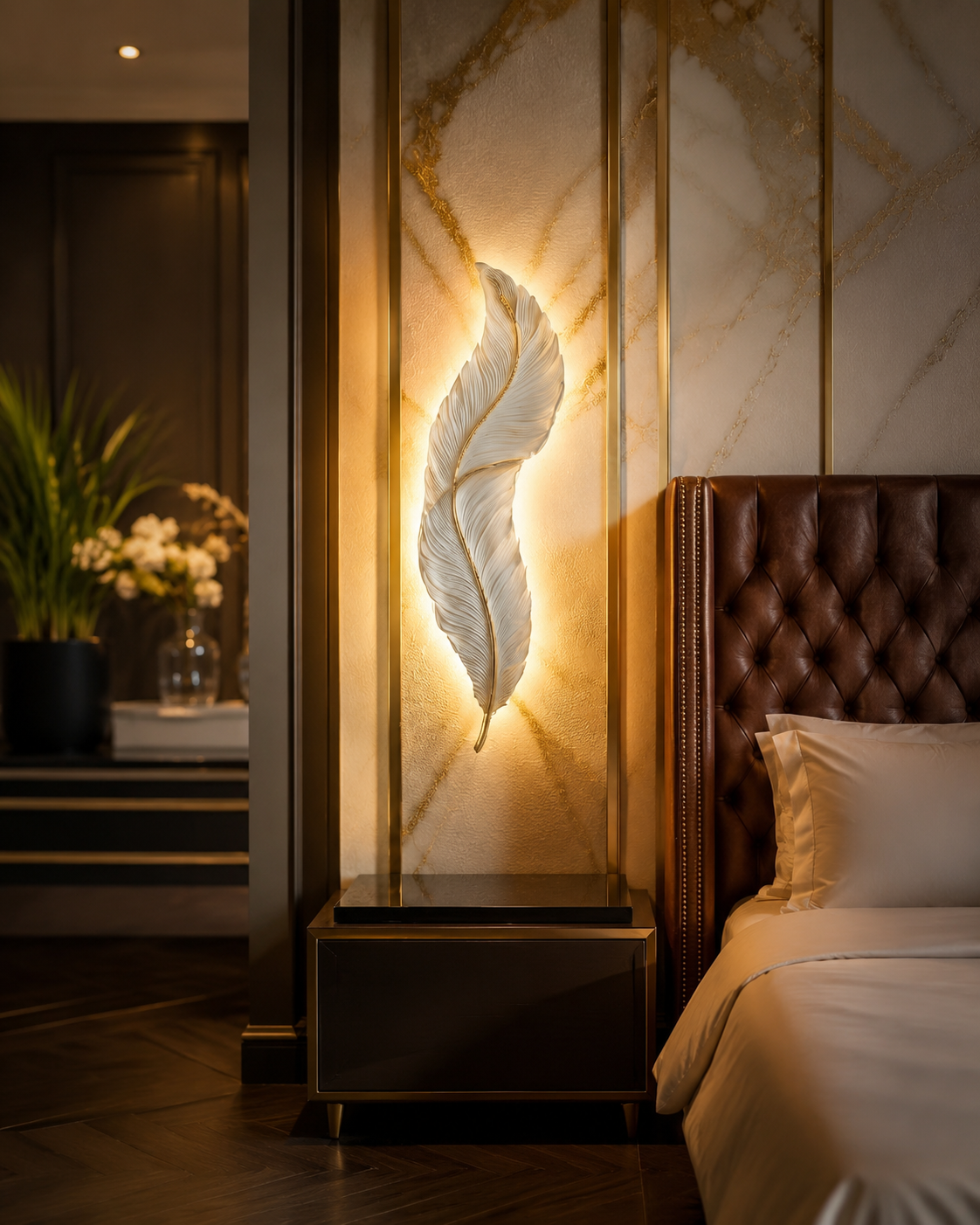 Luxury LED Feather leaf Wall Light – Modern Decorative Wall Lamp