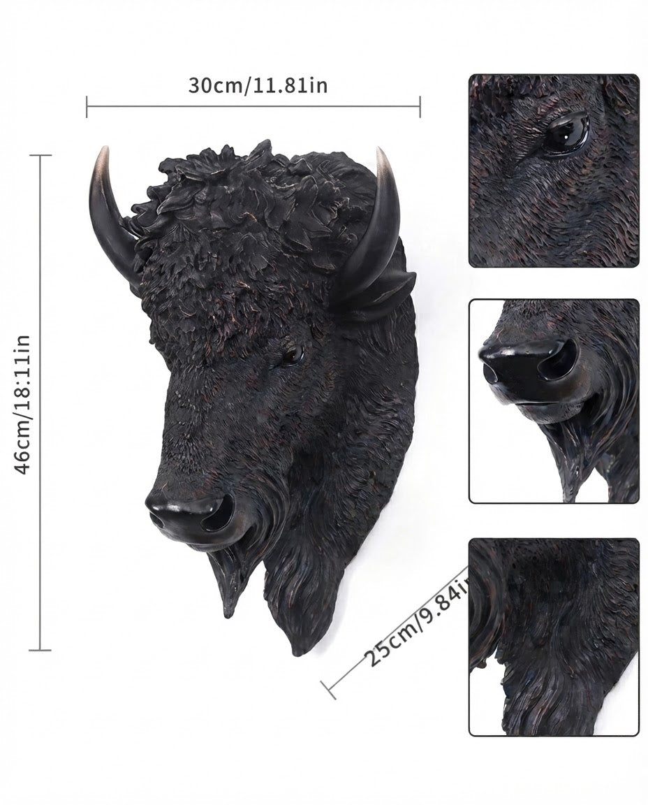 Premium Black Bull Head Wall Decor