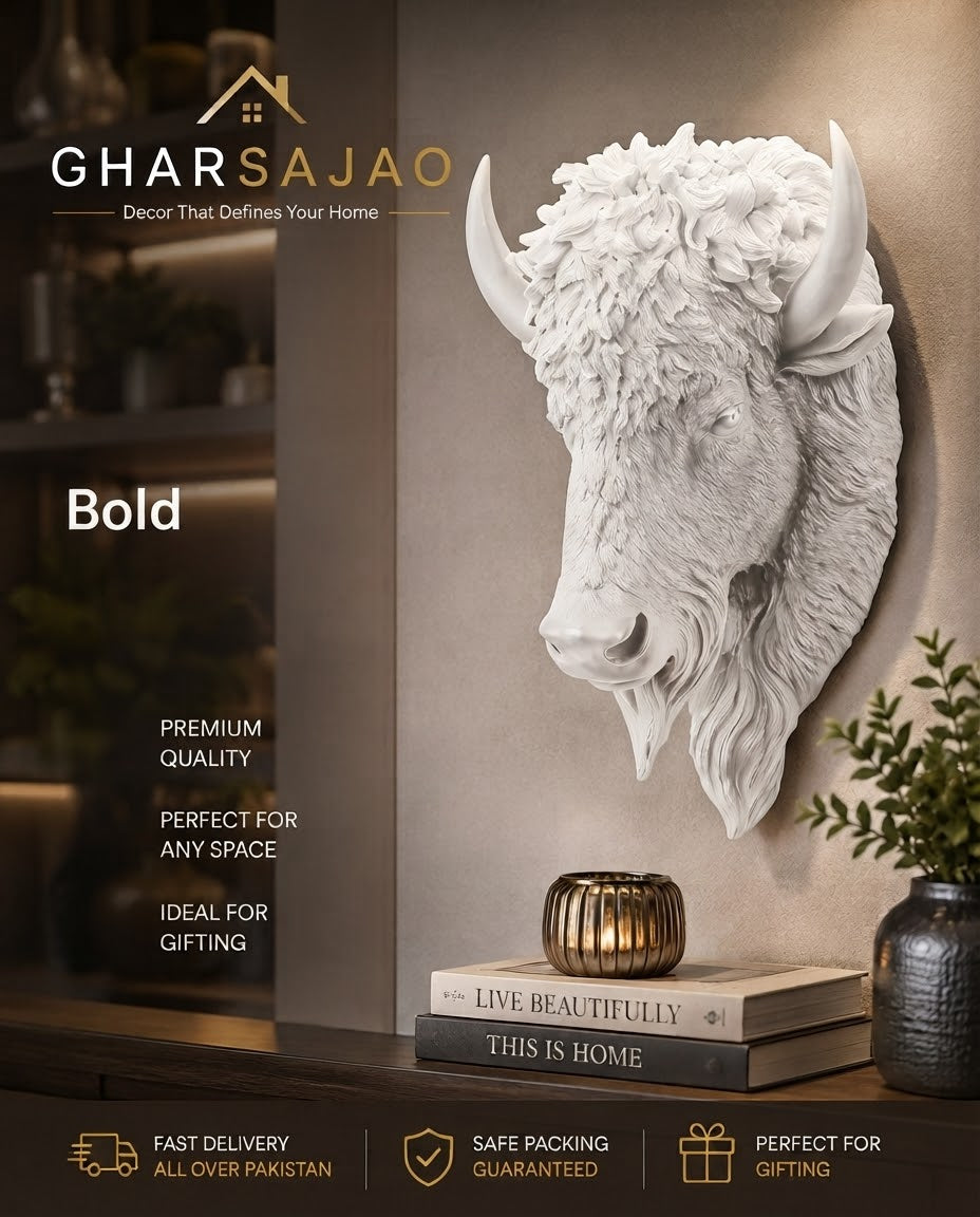 Premium White Bull Head Wall Decor