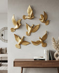 Golden Flying Birds Wall Decor Set (Pack of 6)