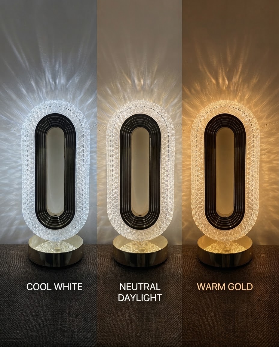 Modern Crystal Oval Table Lamp