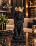 Royal Black Lion Crown Statue – Premium Home Décor