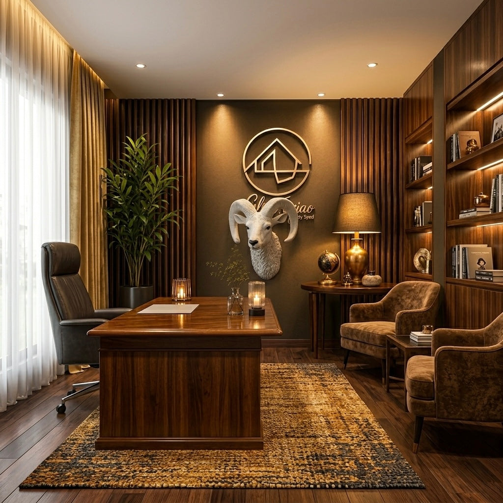Majestic White Ram Head Wall Sculpture – Luxury Nordic Décor