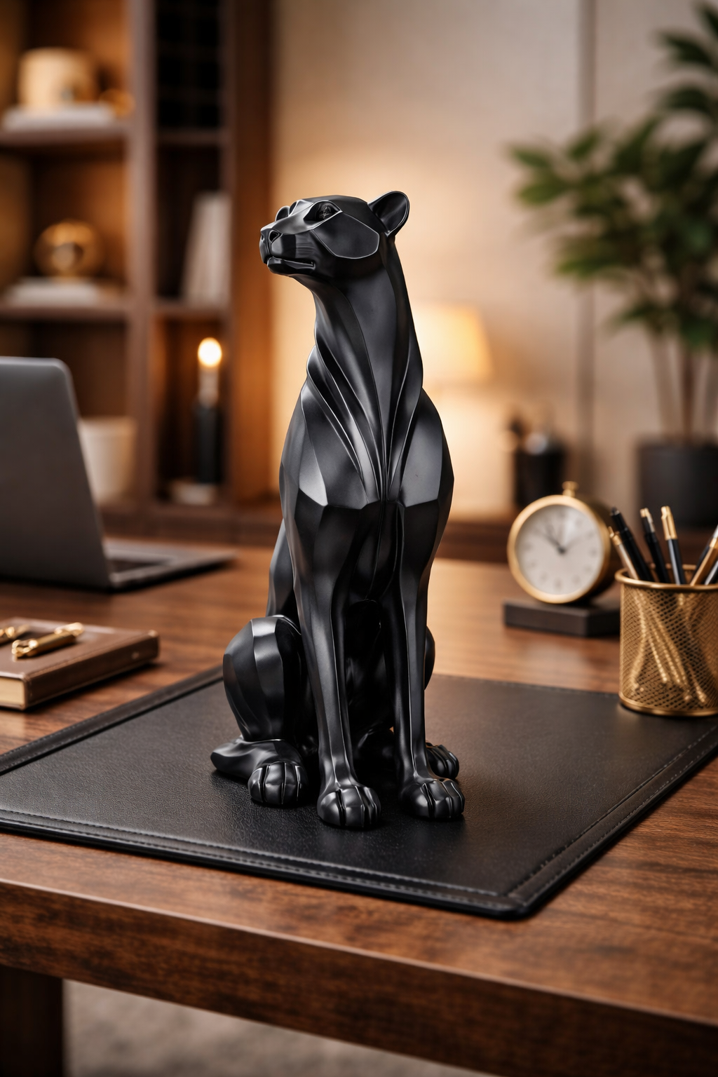Majestic Sitting Black Panther Luxury Sculpture – Premium Modern Décor Piece