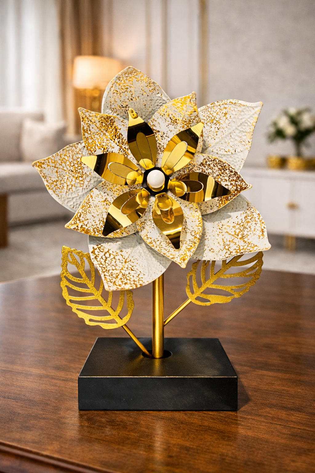 Elegant Metal Flower Luxury Décor – 12 Inch Premium Artistic Showpiece