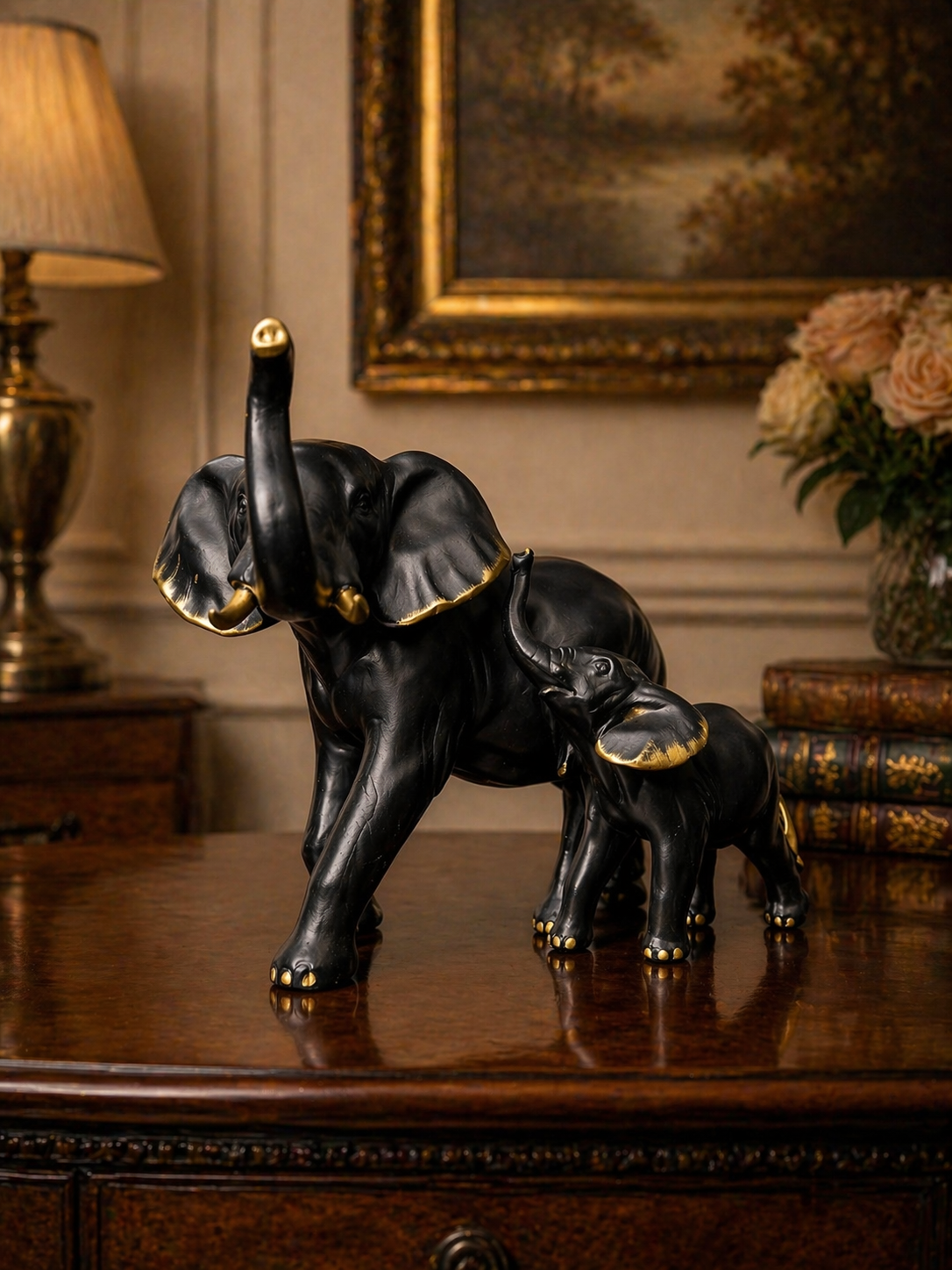 Mother & Baby Elephant Statue Set – Premium Home Décor Accent
