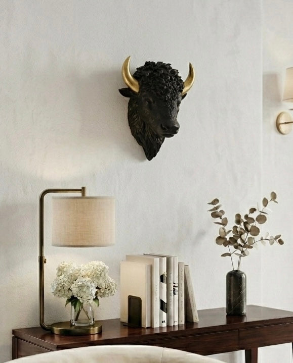 Modern Bull Head Wall Decor – Luxury Black & White Wall Sculpture