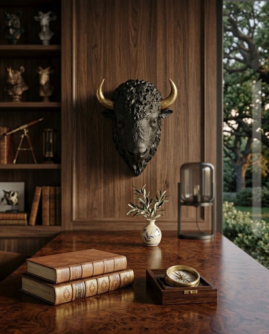 Modern Bull Head Wall Decor – Luxury Black & White Wall Sculpture
