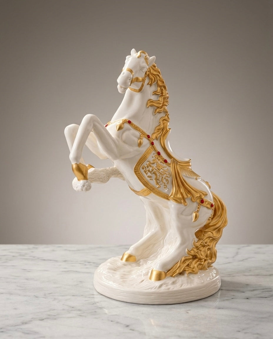 Majestic Black & White Horse Luxury Sculpture – Premium Elegant Décor Piece