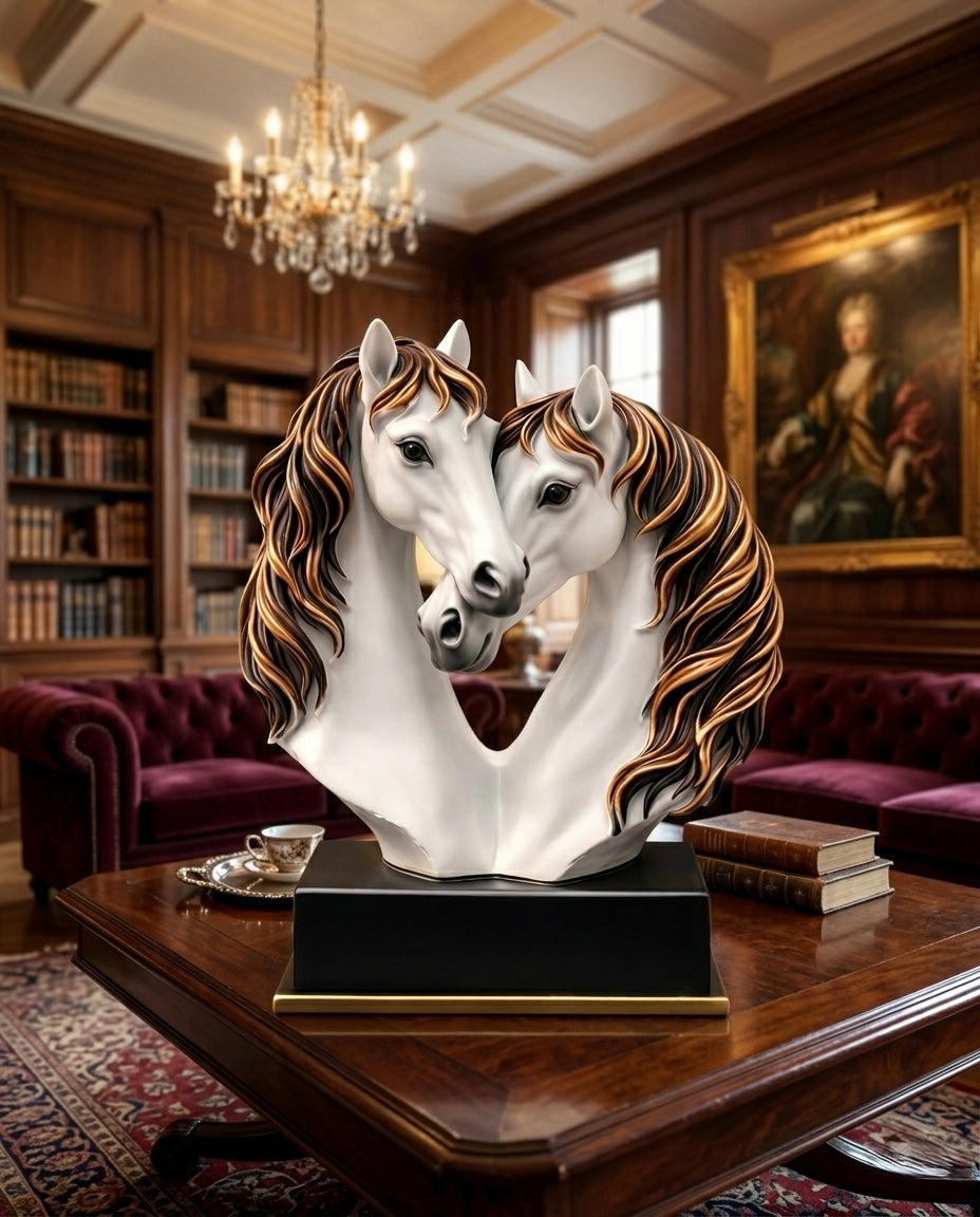 Double Face White Horse Sculpture – 10 Inches