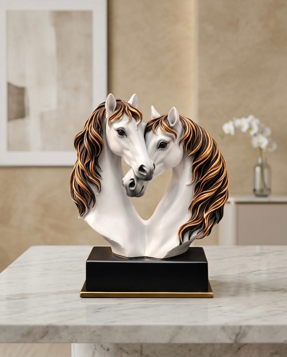 Double Face White Horse Sculpture – 10 Inches
