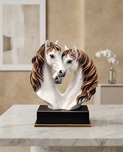 Double Face White Horse Sculpture – 10 Inches