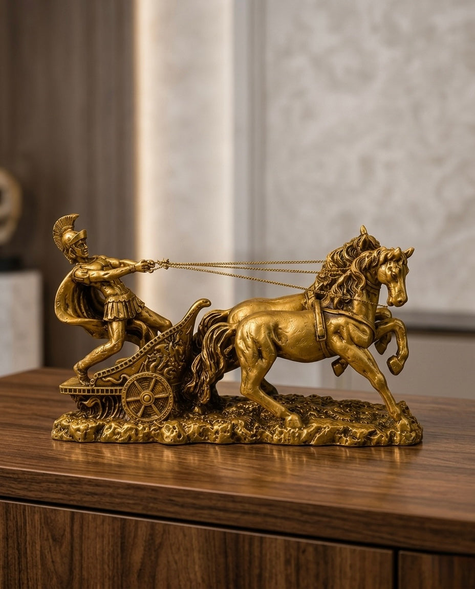 Luxury Golden Roman Chariot Statue – Premium Home Decor