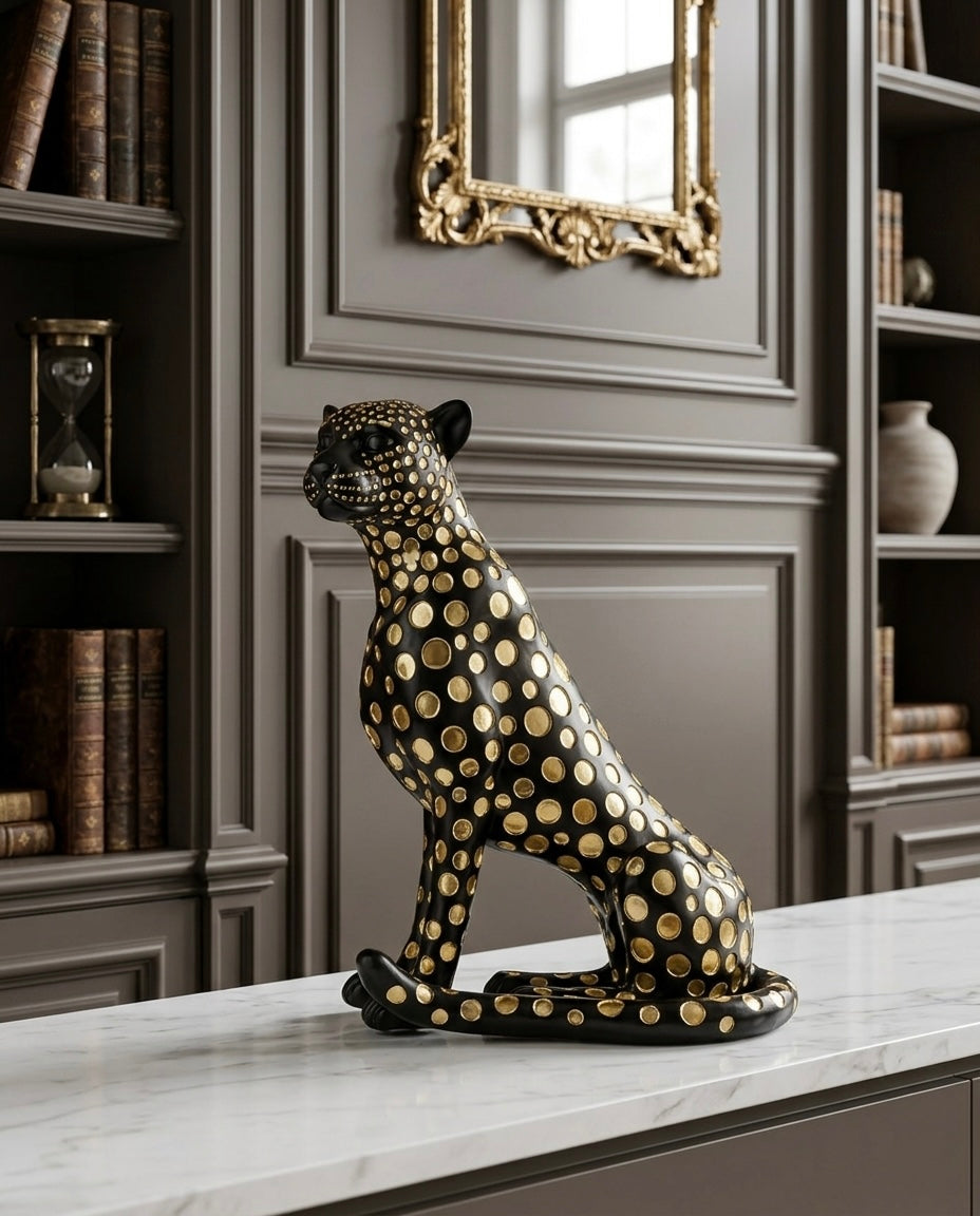 Black Leopard Decorative Statue – Modern Luxury Décor