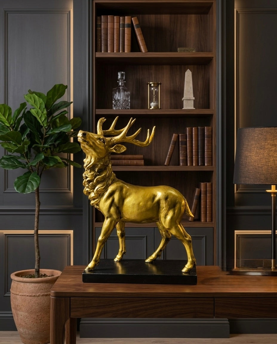 Golen Stag Masterpiece – Premium Decorative Art Piece