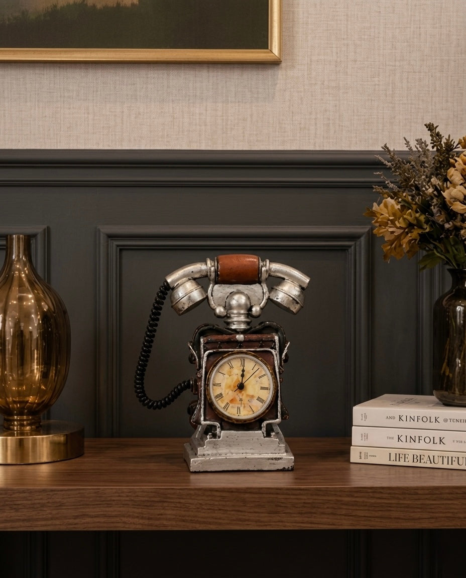 Classic Rotary Phone Clock – Elegant Vintage Home Accent