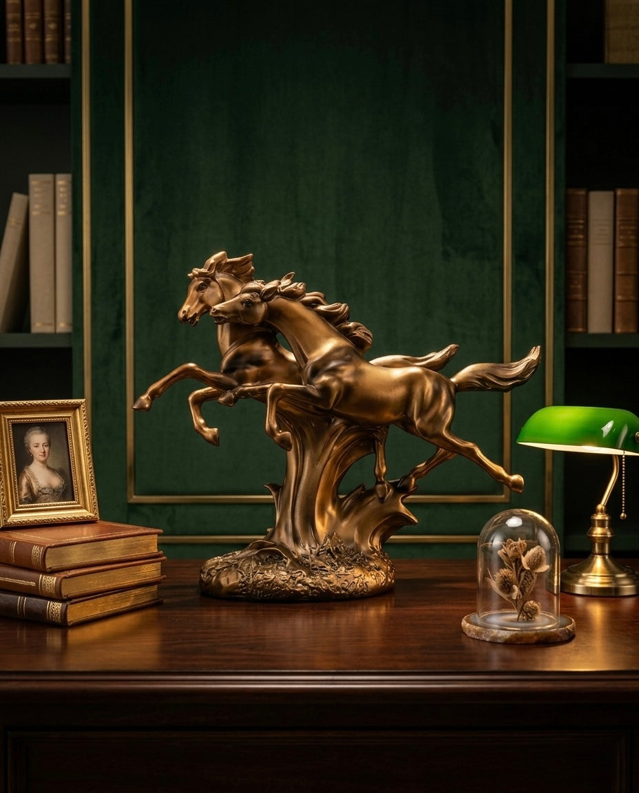 Majestic Dual Horse Luxury Decor Sculpture