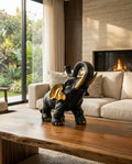 Royal Black & Gold Elephant Luxury Sculpture – Premium Home Décor Accent