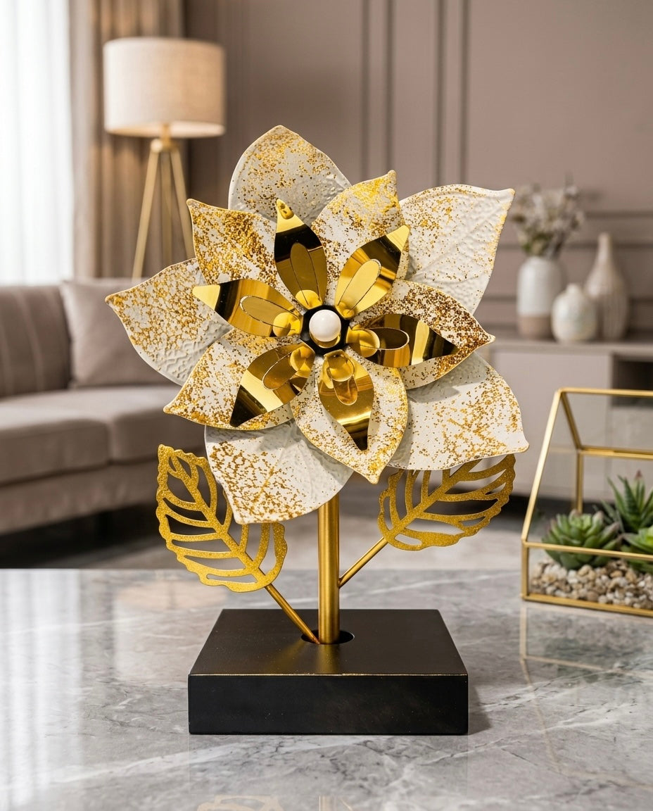 Elegant Metal Flower Luxury Décor – 12 Inch Premium Artistic Showpiece