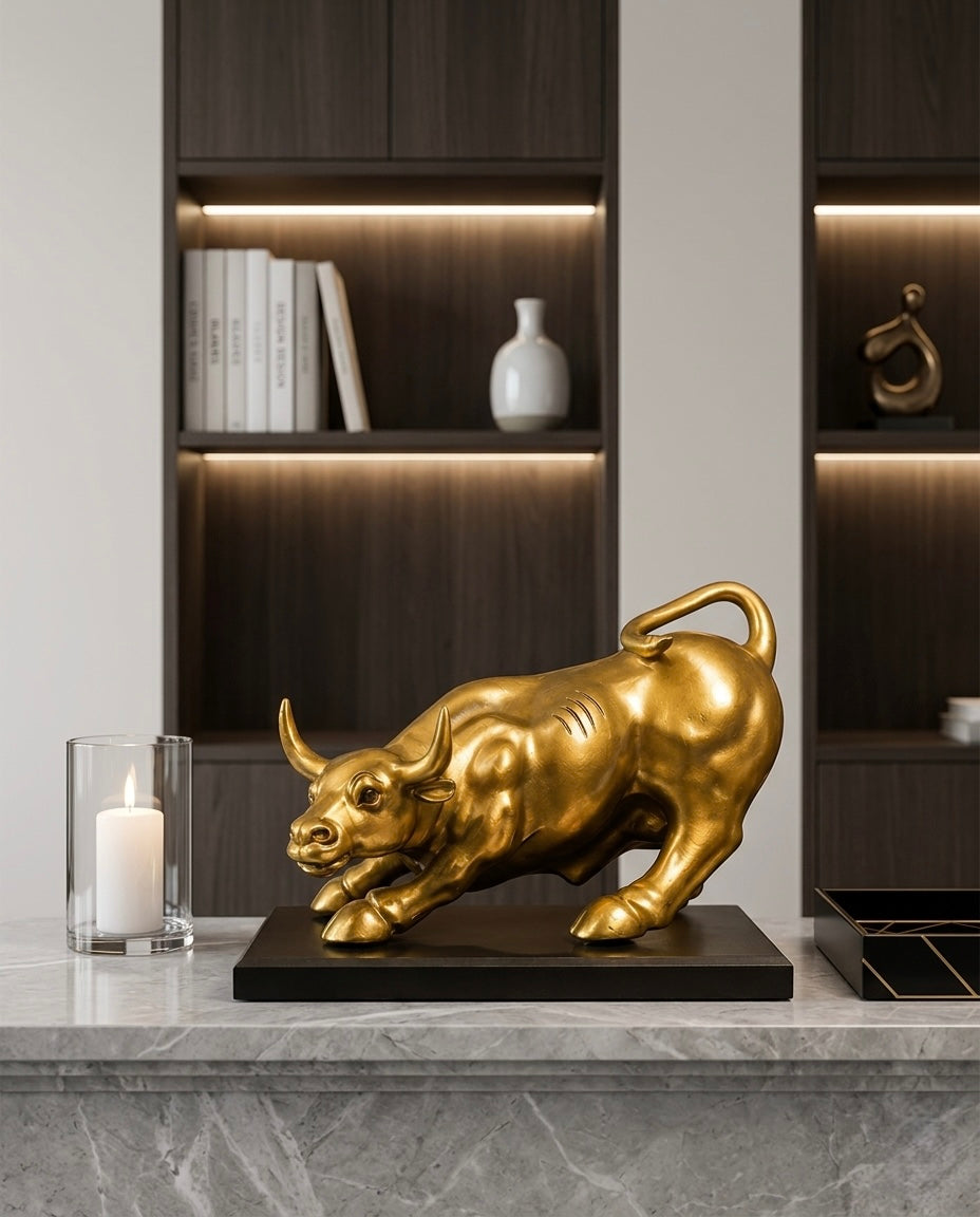Majestic Golden Bull Luxury Sculpture – Premium Modern Home & Office Décor