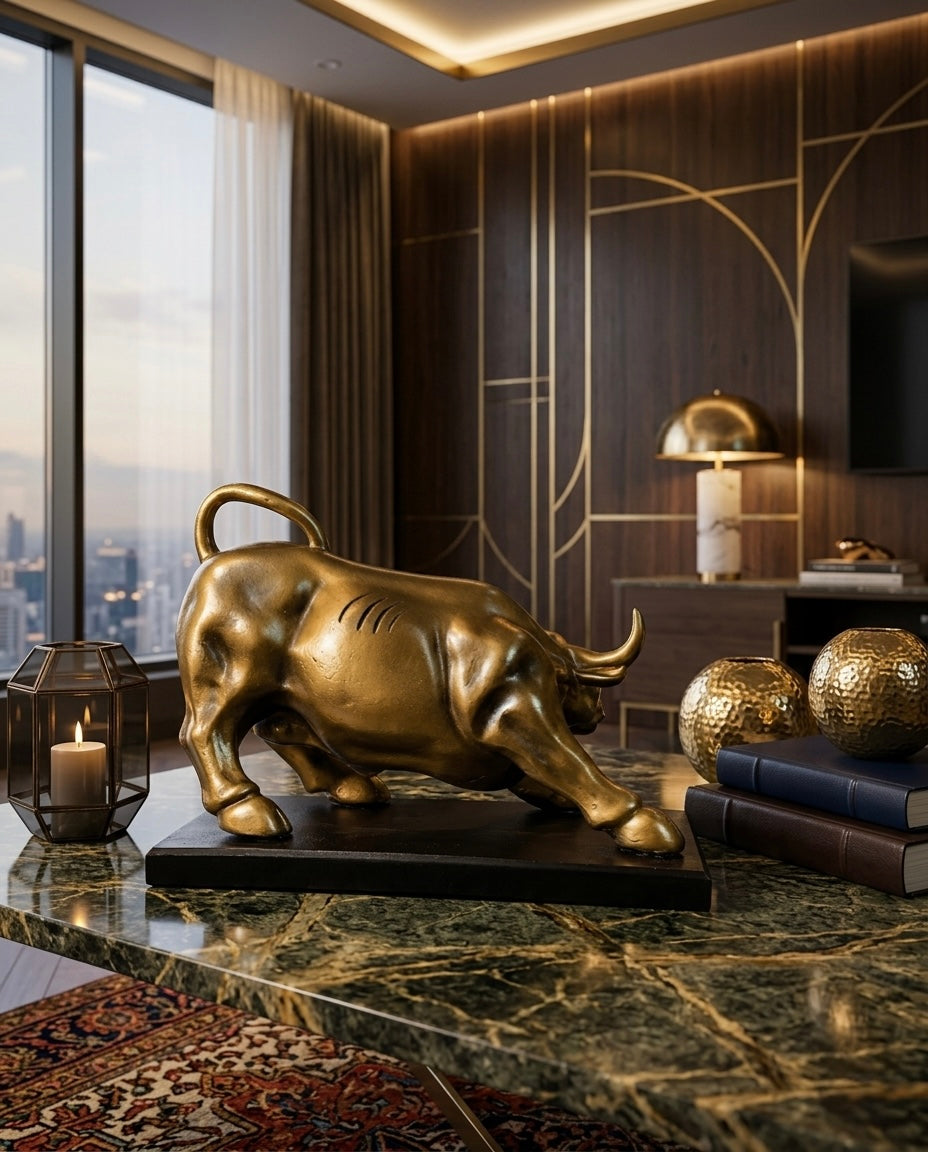 Majestic Golden Bull Luxury Sculpture – Premium Modern Home & Office Décor