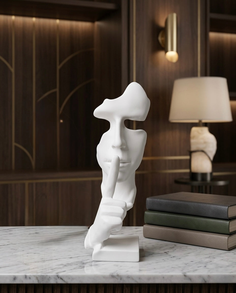 Elegant White Abstract Face Sculpture – Modern Art Décor