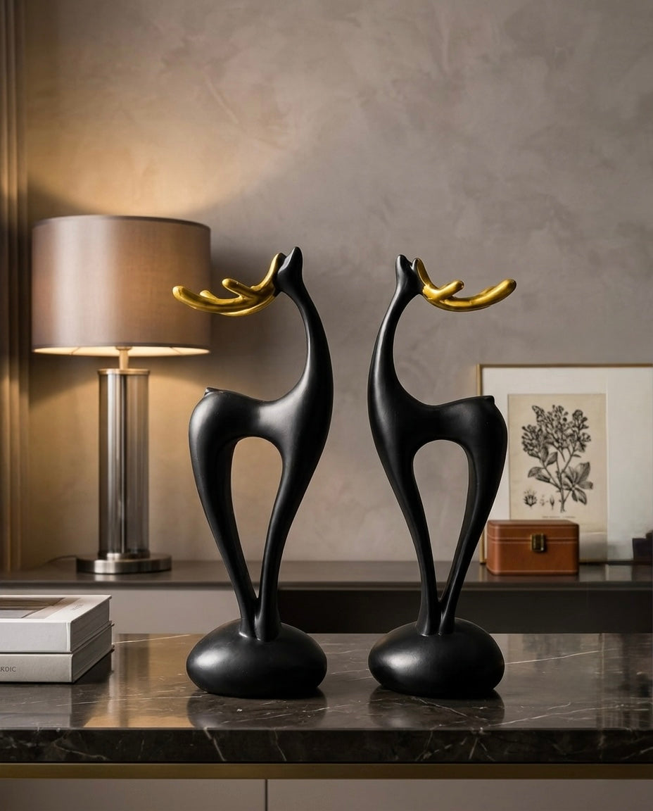 Premium Abstract Deer Pair Statue – Modern Interior Décor Piece
