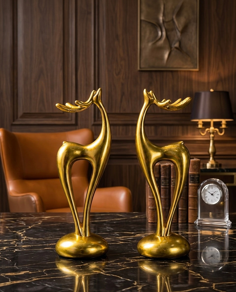 Elegant Abstract Deer Couple Showpiece – Luxury Interior Décor