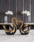 Premium Swan Couple Décor Set – Black & Gold Luxury Design