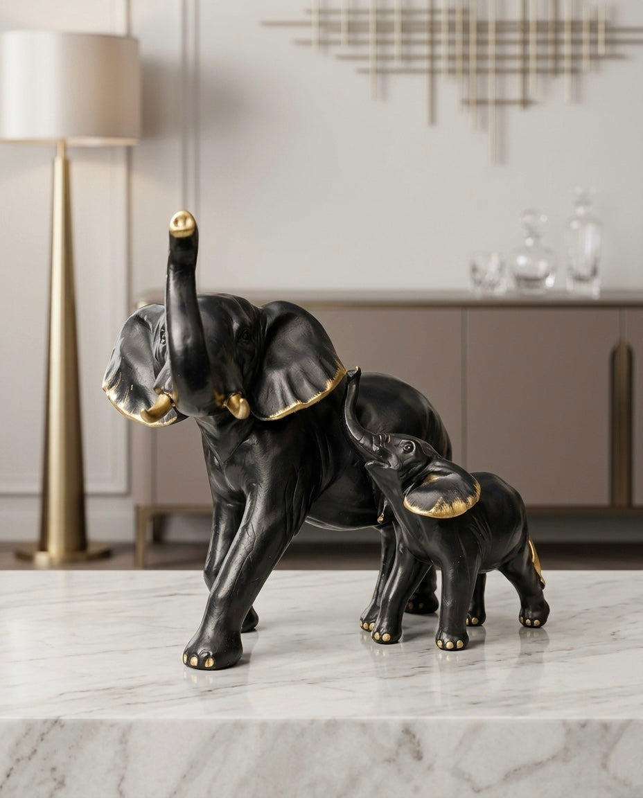 Mother & Baby Elephant Statue Set – Premium Home Décor Accent