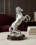 Majestic Silver Rearing Horse Sculpture – Luxury Modern Table Décor