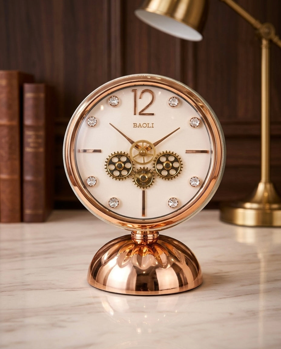 Premium Mechanical Gear Table Clock – Decorative Modern Desk Timepiece