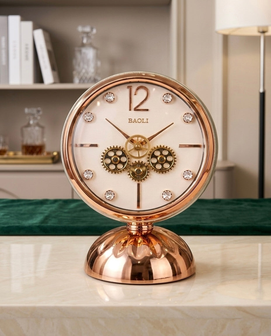 Premium Mechanical Gear Table Clock – Decorative Modern Desk Timepiece
