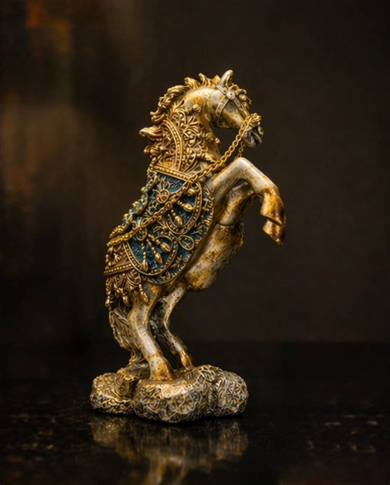 PAIR OF Royal Golden Horse Statue Set