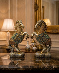 PAIR OF Royal Golden Horse Statue Set