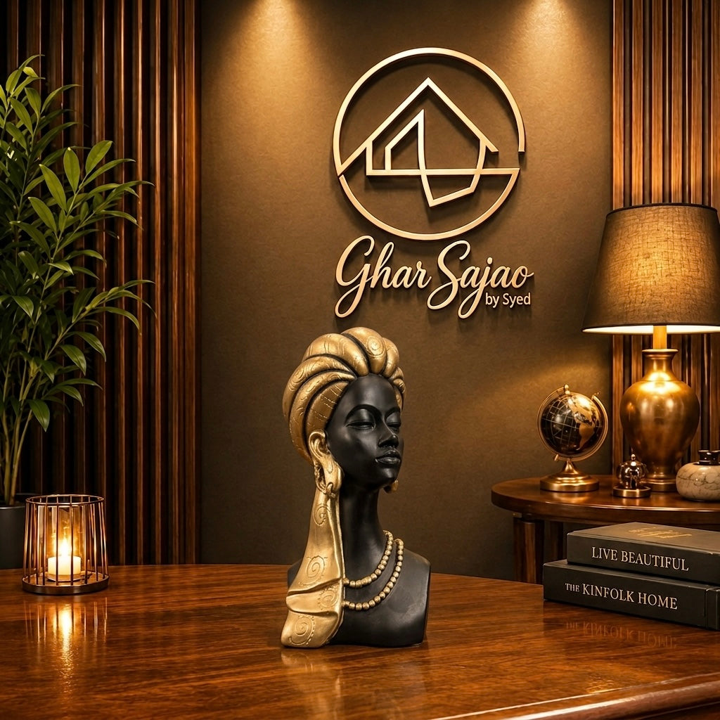 Elegant African Lady Luxury Bust Sculpture – Premium Home Décor Showpiece