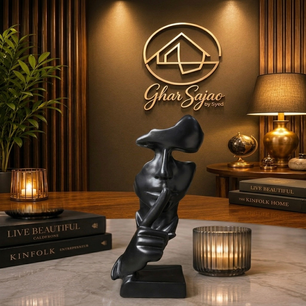 Elegant White Abstract Face Sculpture – Modern Art Décor