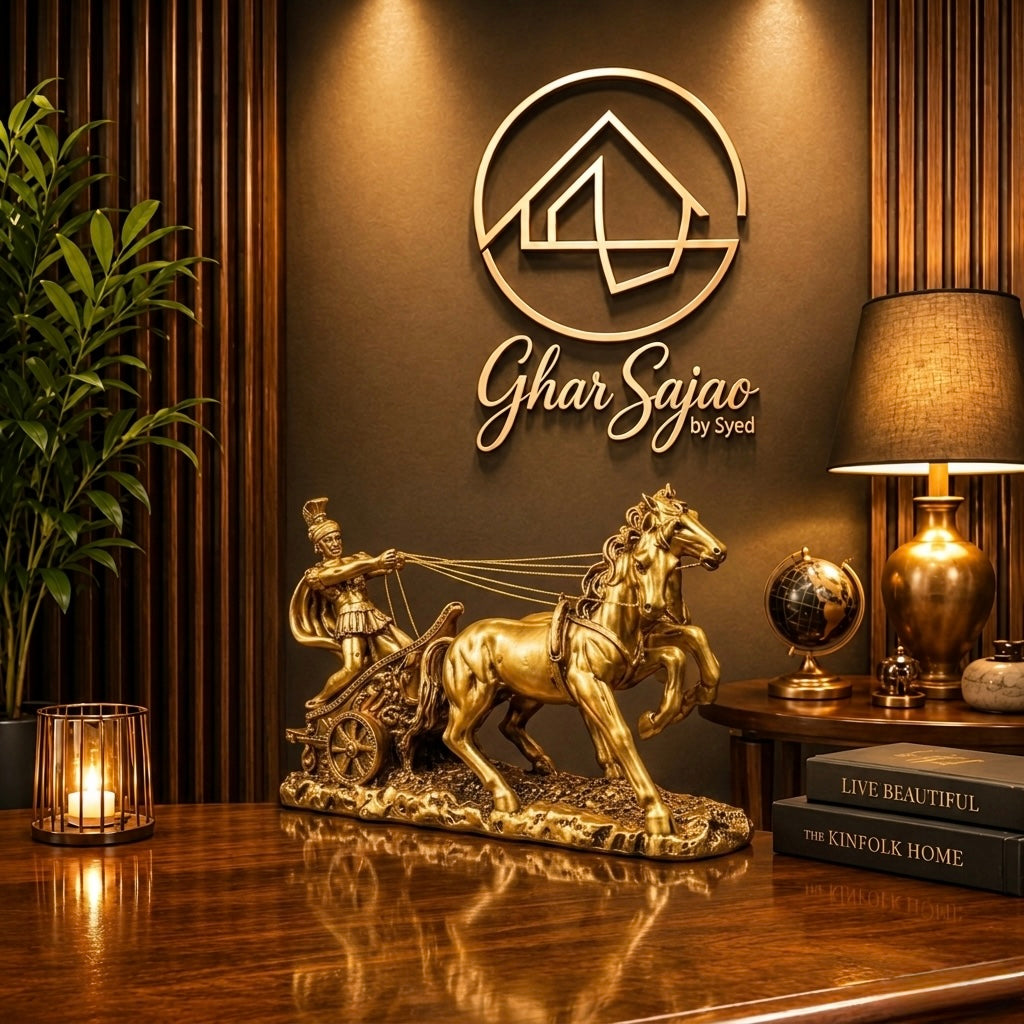 Luxury Golden Roman Chariot Statue – Premium Home Decor