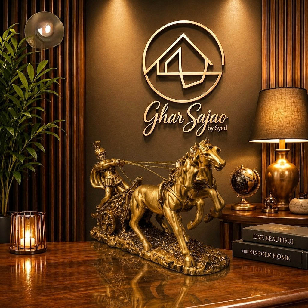 Luxury Golden Roman Chariot Statue – Premium Home Decor