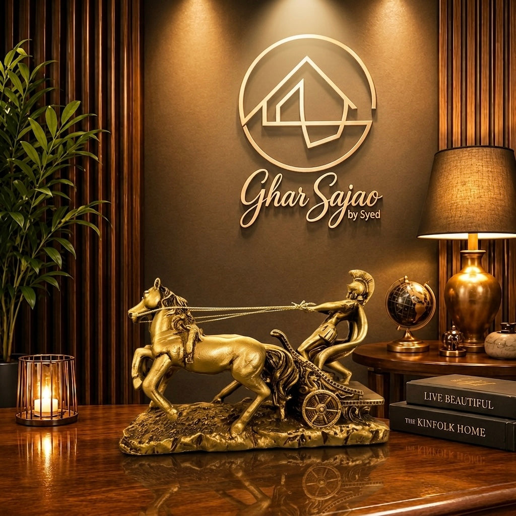 Luxury Golden Roman Chariot Statue – Premium Home Decor