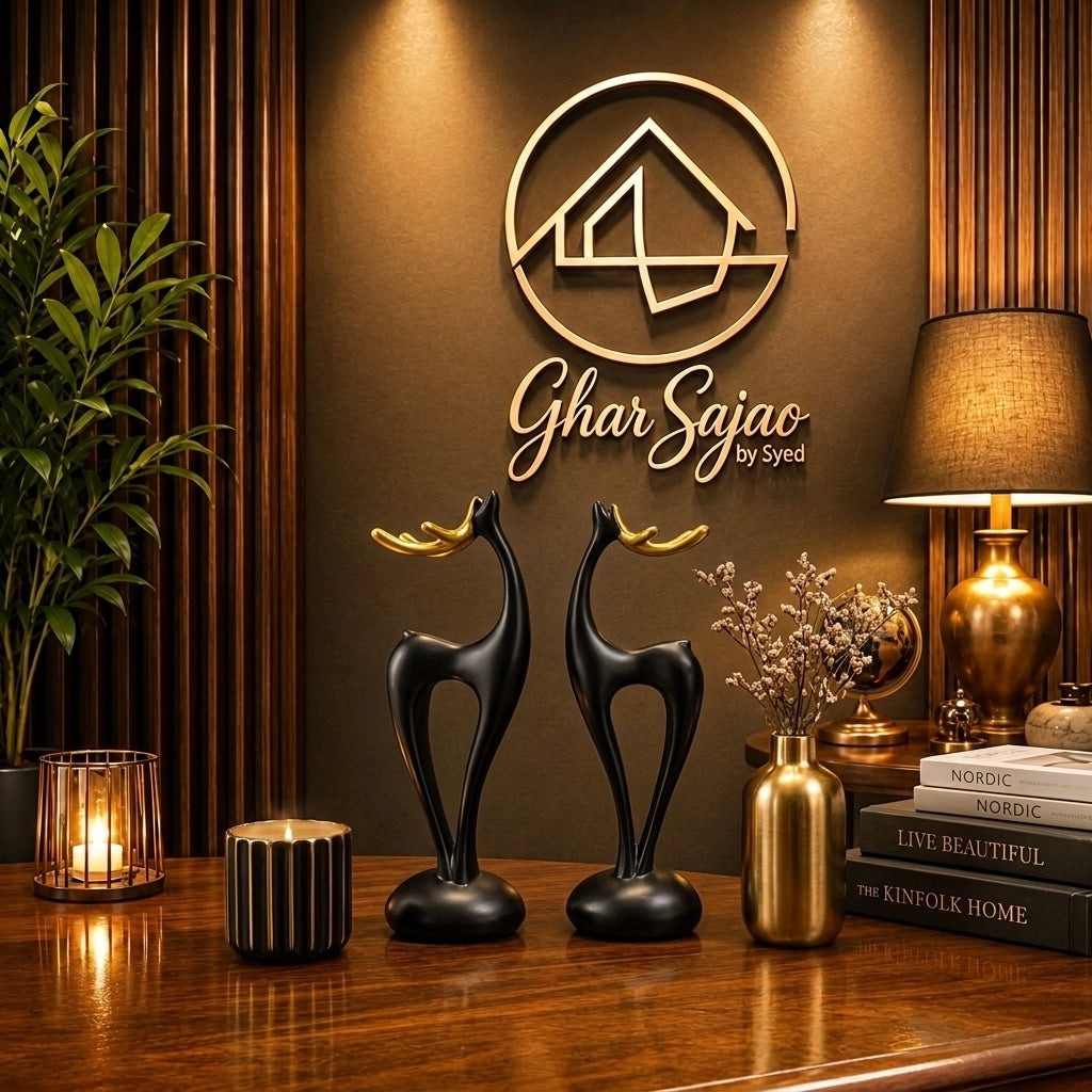 Premium Abstract Deer Pair Statue – Modern Interior Décor Piece