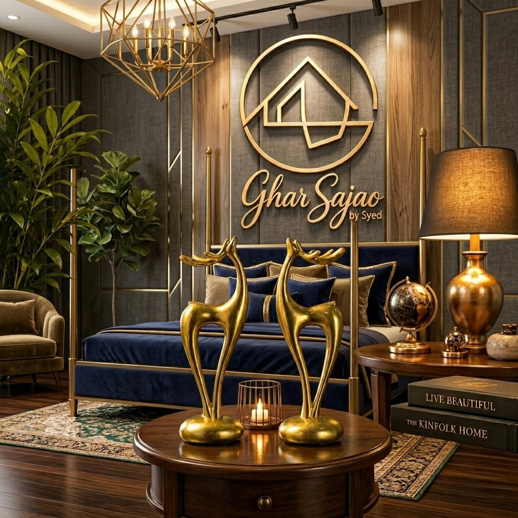 Elegant Abstract Deer Couple Showpiece – Luxury Interior Décor
