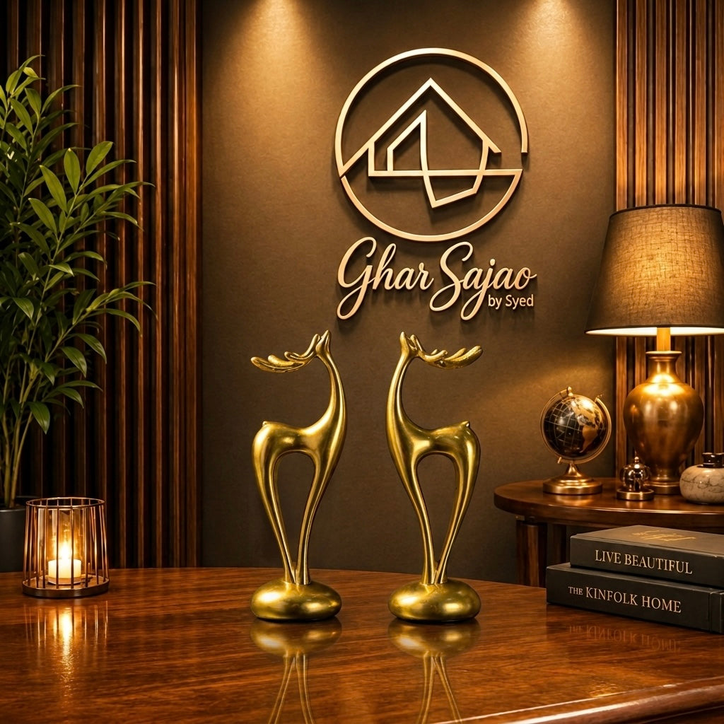 Elegant Abstract Deer Couple Showpiece – Luxury Interior Décor