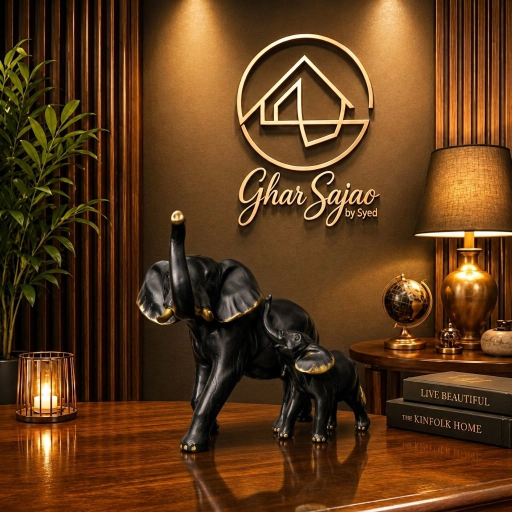 Mother & Baby Elephant Statue Set – Premium Home Décor Accent