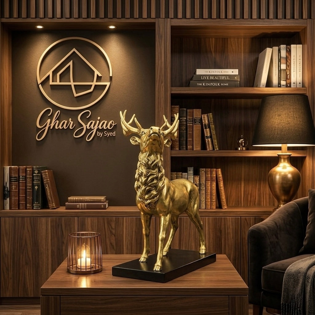 Golen Stag Masterpiece – Premium Decorative Art Piece
