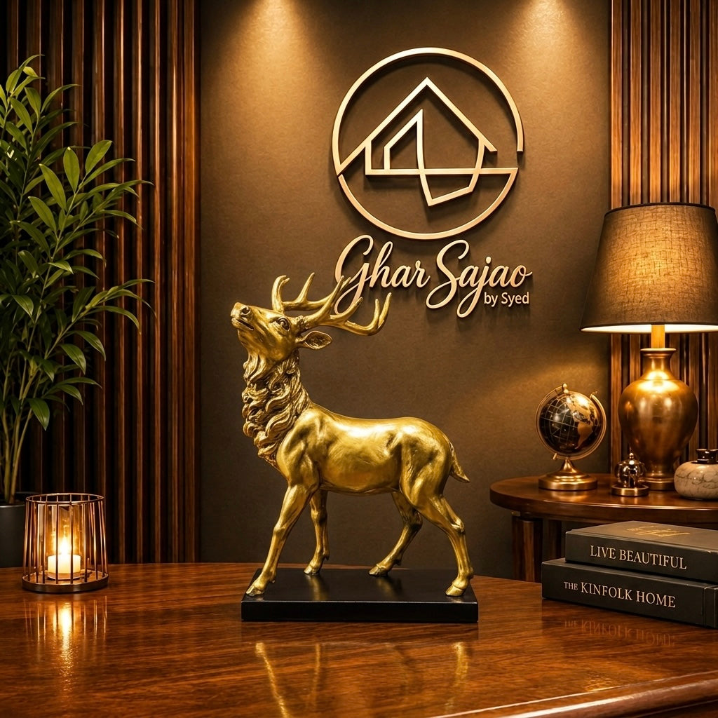 Golen Stag Masterpiece – Premium Decorative Art Piece