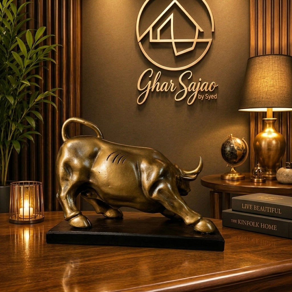 Majestic Golden Bull Luxury Sculpture – Premium Modern Home & Office Décor