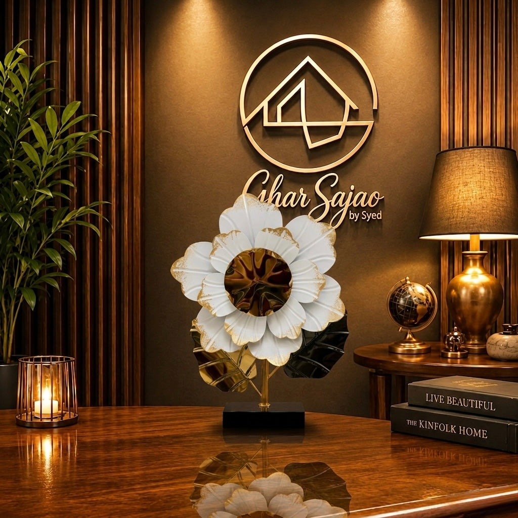 Golden Petal Luxury Flower Sculpture – Premium Elegant Table Décor
