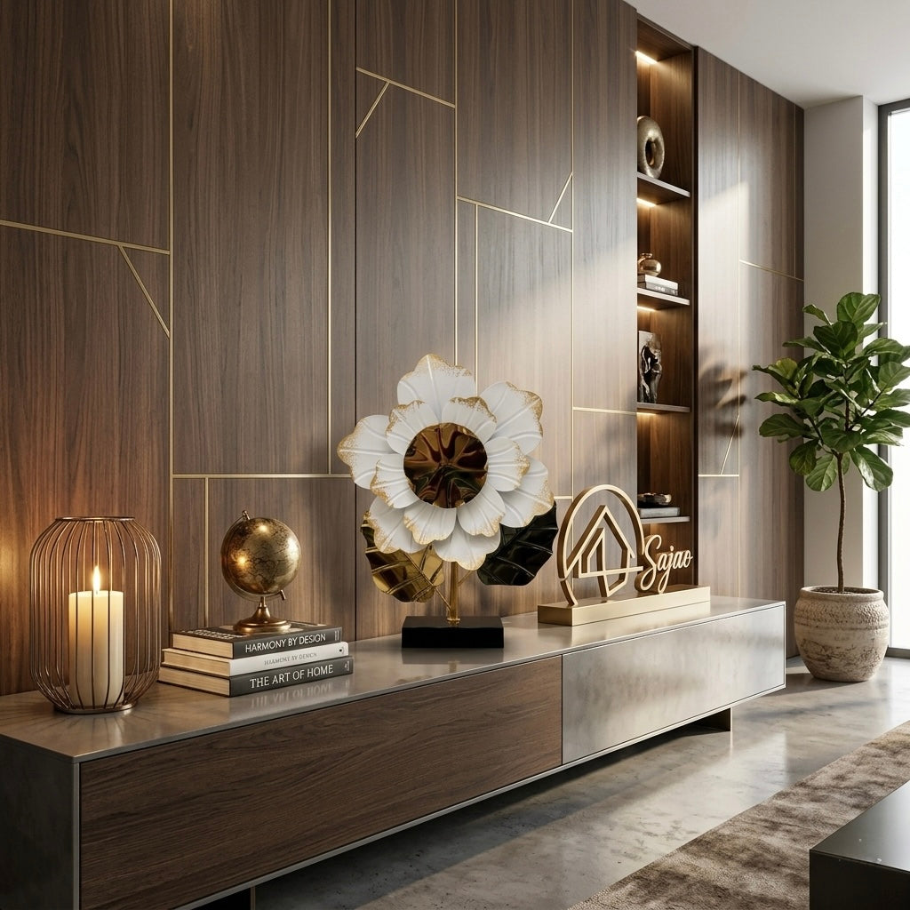 Golden Petal Luxury Flower Sculpture – Premium Elegant Table Décor