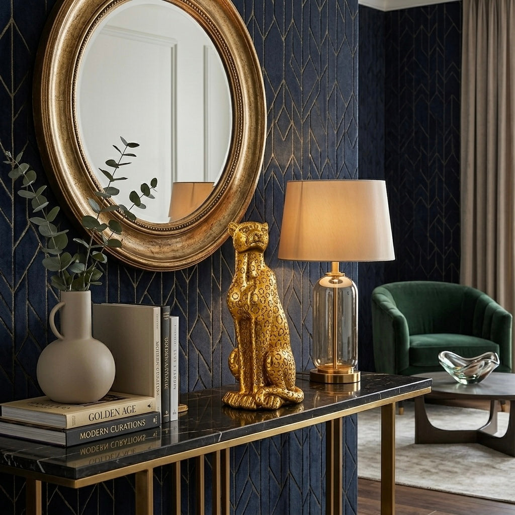 Royal Leopard Statue – Gold Luxury Home Décor